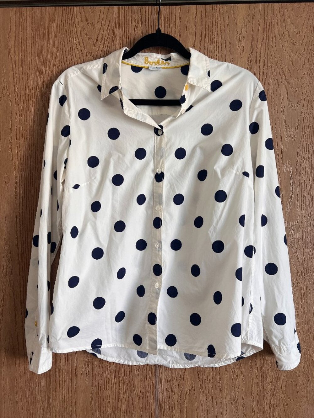 Boden White & Navy Polka Dot Button-Down Shirt